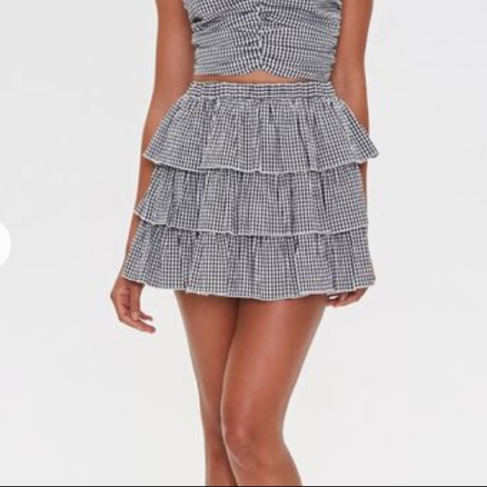 Forever21 Gingham Tiered Skirt